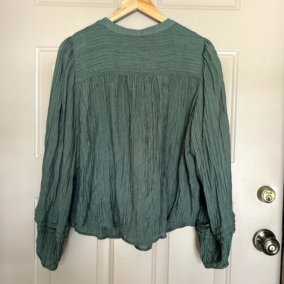 Loft Women´s Pleated Sleeve Rustic Bohemian Romance Blouse Size L - Picture 3 of 10